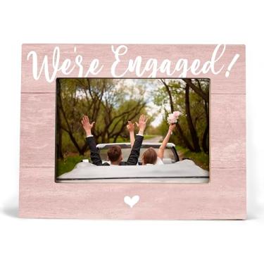 Imagem de XDFVL Presentes de noivado para casais, porta-retrato de noivado, noivados, presentes de casamento recém-noivado para namorado, namorada, porta-retrato 20 x 25 (rosa)