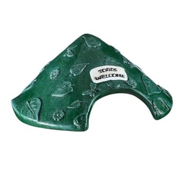 Imagem de IEUDNS Casa de sapo, decoração de jardim, esconderijo de sapos, caverna para répteis, sombra de verão, casa de sapo, abrigo de jardim para peixes de aquário, Verde