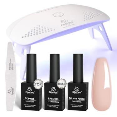 Imagem de Beetles Nude Gel Kit de Polimento para Unhas com Luz UV LED e Base Gel Top Coat Starter Kit, Soak Off Popular Nude Gel Polo set com Lâmpada de Unha File para DIY Home Manicure Presente para mulheres