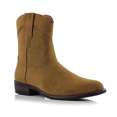 Imagem de Ferro Aldo Alejandro MFA606326 Bota social masculina casual de espuma viscoelástica com fivela ocidental alta e tira no tornozelo, Camurça de trigo, 45