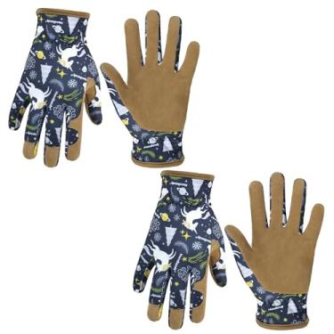 Imagem de HLDD HANDLANY 2 pares de luvas de jardinagem infantis, luvas de couro para meninos e meninas de 2 a 11 anos, ótimo presente para trabalhos de quintal, acampamento e projetos de bricolage