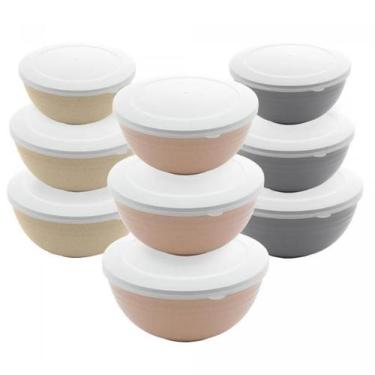 Imagem de Conjunto 03 Bowls Com Tampa Bambu PP Lines Salmão 2430 Lyor
