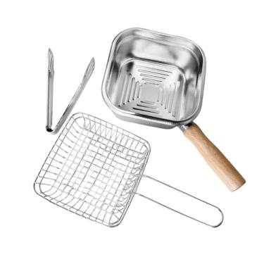 Imagem de KiBcsLic Fritadeira pequena com cesto para acampamento, 2500ml, quadrada, com alça fácil de segurar, para batatas fritas, ensopados, batatas fritas, vegetais e