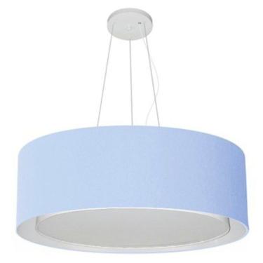 Imagem de Lustre Pendente Cilíndrico Duplo Vivare Md-4126 Cúpula Em Tecido 80x30cm - Bivolt Azul-...