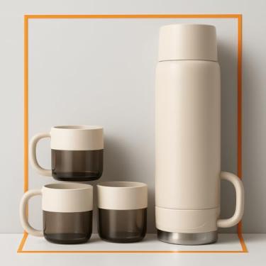 Imagem de Garrafa Térmica com 3 Xícaras WU311 – Ideal para Viagens, Escritório e Uso Diário