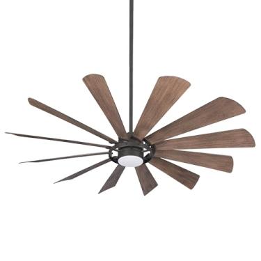 Imagem de Minka-Aire Ventilador de teto inteligente Windmolen para ambientes externos F870L-ORB de 165 cm com luz LED e controle remoto, bronze polido a óleo