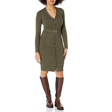 Imagem de GUESS Vestido cardigã feminino Essential de manga comprida com cinto Lena, Spooky Forest, G