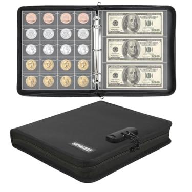 Imagem de Coleção de moedas com fechadura, álbum de coleta de dinheiro à prova de fogo para colecionador. Capa de moedas 520 e 36 porta-moedas para colecionador, itens de coleta para notas, moedas de centavos