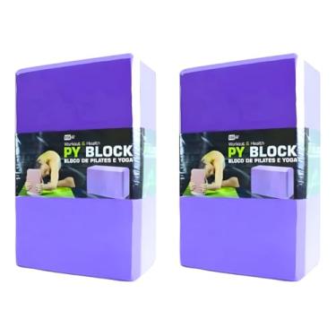 Imagem de Bloco Exercícios Yoga Pilates Alongamento 2 Peças Tijolo (Lilás, 23 x 8 x 15)