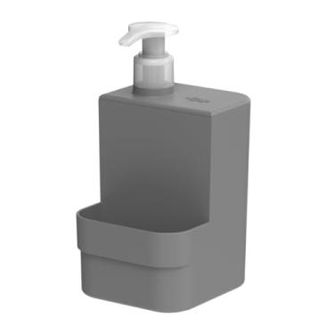 Imagem de Dispenser Porta Detergente C/Suporte Para Bucha Esponja Pia Cozinha Pump Dosador Anti-Desperdício - Trium OU Martiplast - Cinza