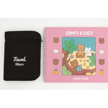 Imagem de Livro de Colorir Grande 35x25cm + Kit 60 Canetas Ponta Dupla – Arte e Diversão