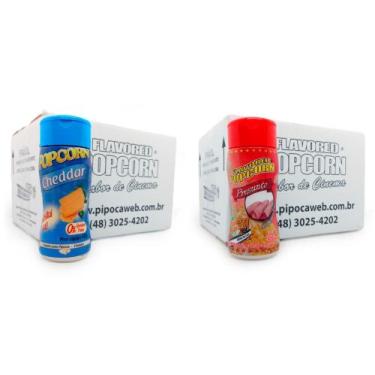 Imagem de Temperos Para Pipoca 24 Frascos - 12 Cheddar - 12 Presunto - Flavored 