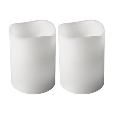 Imagem de Mikasa Vela LED sem chama de cera real operada por bateria, conjunto de 2 8 x 10 cm, branca, ondulada