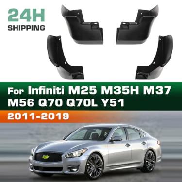 Imagem de 4 Pces Para-Lamas para Automóveis, Protetor de Lama Resistente do Respingo Plástico de Proteção Reforçada compatível com Infiniti M25 M35h M37 M56 Q70 Q70L Y51 2011-2019