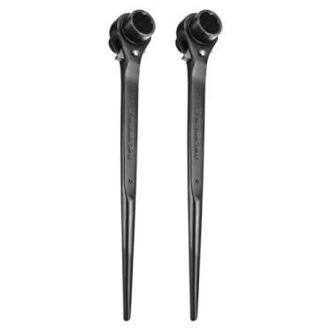 Imagem de HARFINGTON 2 peças de chave catraca para andaimes CR-V 17 mm x 21 mm CR-V 12 pontos soquete de extremidade dupla catraca para andaime spud ferramenta para reparo de automóveis manutenção mecânica