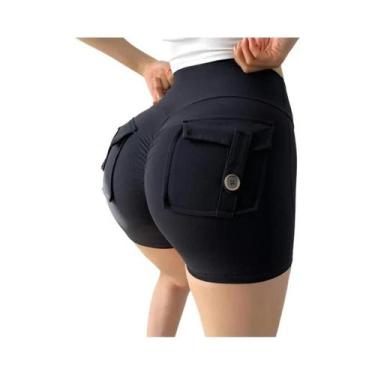 Imagem de Leggings de Treino Fitness Feminina - Cintura Alta com Bolsos e Efeito