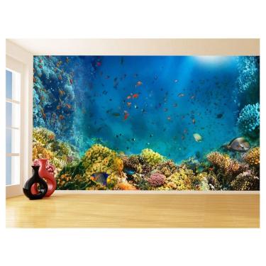 Imagem de Papel De Parede 3D Fundo Do Mar Peixes Oceano 3,5M Fm113