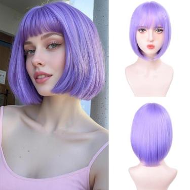 Imagem de Peruca Short Sintética Purple Bob 12" Short com franja - T-color