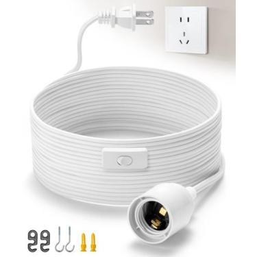 Imagem de Portalámparas SIXZOONM con cable de 6 m y interruptor E26 blanco