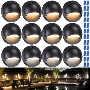 Imagem de Deck Lights LEONLITE, pacote com 12, 3CCT, 3,74", pretas, 12-36V