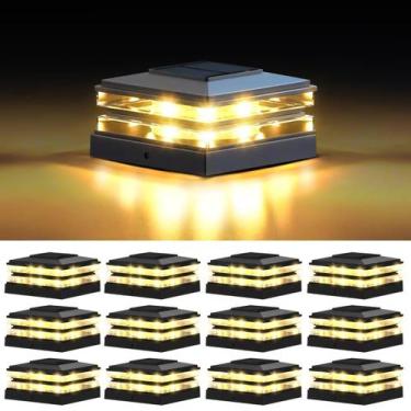Imagem de Solar Post Cap Lights EXCMARK, pacote com 12 unidades, à prova d'água,