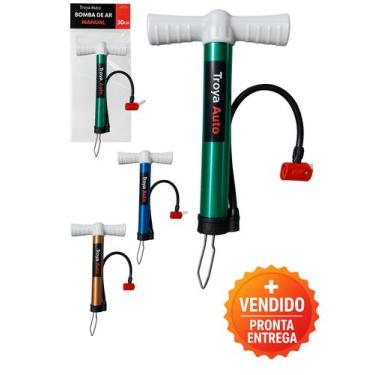 Imagem de Bomba de Ar Manual 30cm Portátil Alumínio Enche Pneus Bolas e Biciclet