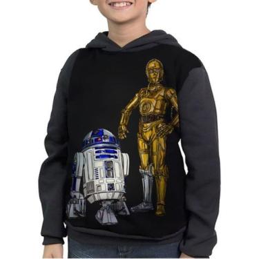 Imagem de Moletom Infantil Star Wars Robo C-3po R2 D2 - smoke, Preto, 10