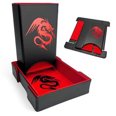 Imagem de Torre de dados dobrável e bandeja de dados Luck Lab Black/Red Dragon