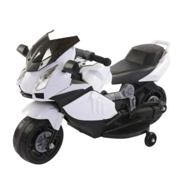 Imagem de Mini Moto Elétrica Infantil Bivolt 6v Ninja Branca com Fárois Led Colo