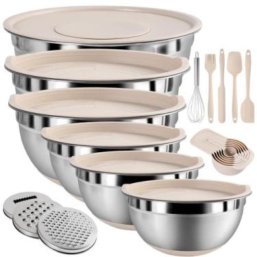 Imagem de Conjunto de taças de mistura ENVTEK 20 PCS com tampas herméticas de aç