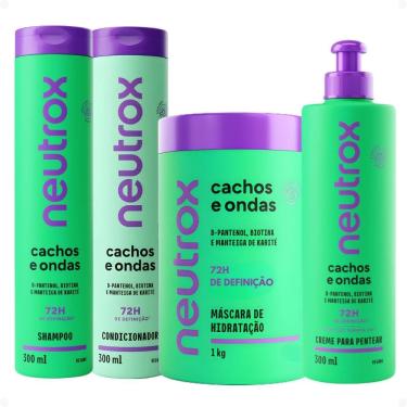 Imagem de Kit Neutrox Cachos e Ondas: Shampoo, Condicionador 300ml, Máscara Capilar 1kg e Creme Para Pentear