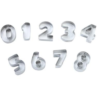 Imagem de Cortador de Biscoito e Massas Numeros em Inox 09 Peças
