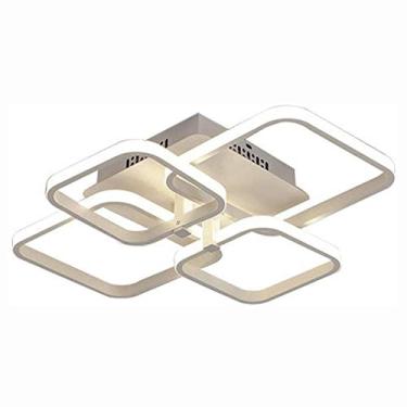 Imagem de RAUGAJ Lustres, lustre, luz de teto LED de escurecimento de 3 cores moderno quadrado acrílico lustre de teto embutido luminária pendente de teto para sala de jantar sala de estar quarto luminária