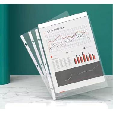 Imagem de Protetores de lençol 21 x 28 cm, pacote com 100 protetores de página para fichário de 3 anéis, mangas de plástico de carregamento superior com furador reforçado de 3 furos para fichários, tamanho