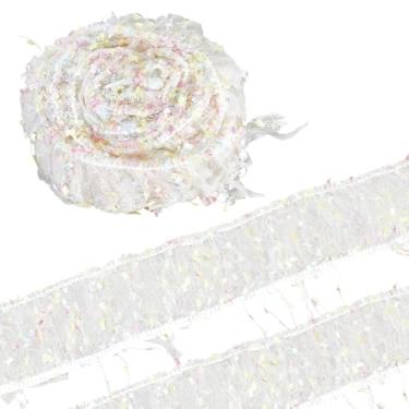 Imagem de GORGECRAFT 4,6 metros 65 mm de largura renda franja guarnição franja branca poliéster malha tecido franja guarnição fita com borlas coloridas bordas plissadas guarnições para costura DIY saia vestido