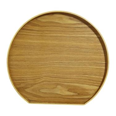 Imagem de KiBcsLic Bandeja de madeira decorativa em formato de meia-lua para servir frutas secas rústicas para sala de estar, bebidas exclusivas, mesa de centro, Madeira