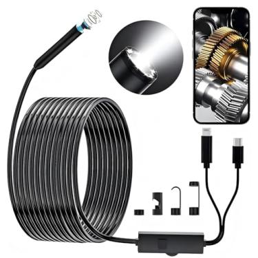 Imagem de BOGYKIK Endoscópio, câmera de inspeção com 16,4 pés, câmera de endoscópio com luz, boroscópio HD 1920P 8 luzes LED, de inspeção, de cobra, 7,9 mm IP67 à prova d'água