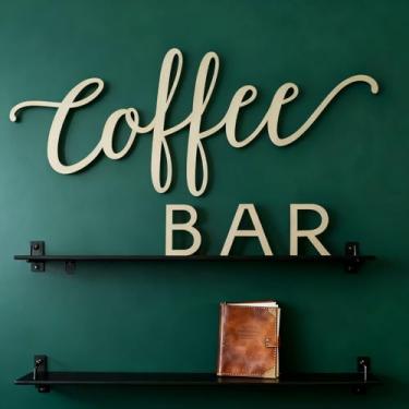 Imagem de Decoração de cafeteria placas de café para bar placa rústica de madeira decoração de parede arte de parede para cozinha, restaurante, loja, acessórios de escritório em casa (16,54 × 9,61 cm)