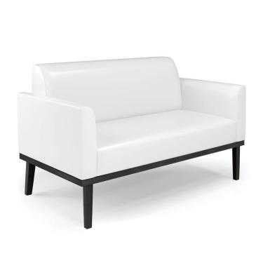 Imagem de Sofá Namoradeira Com Poltrona Base De Madeira Fixa Preto Marisa Corano D03 - D\'rossi Cor Branco