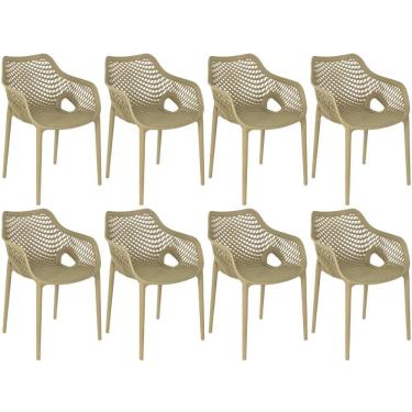 Imagem de Kit 8 Cadeiras De Jantar Design Suits Com Braços Empilhável Em Polipropileno - Nude