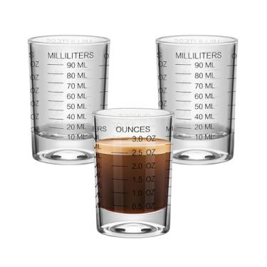 Imagem de Copo medidor de 3 peças, copo de dose de 85 g/90 ml, líquido pesado, alto expresso, copos de shot de linha preta com medida (3)