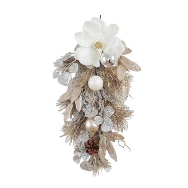 Imagem de Baoblaze Guirlanda Decorativa em Forma de Lágrima para Decoração de Natal, Ideal para Porta de Entrada, Parede Ou Janela, Estilo Casa de Campo.