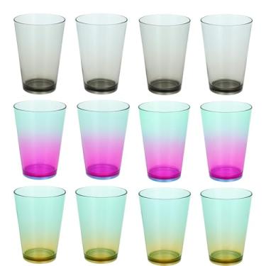 Imagem de Kit Copos Acrílico Taiti Bicolor 450ml Cristal Premium Kit com (2) (4) (6) Unidades Resistente a Quedas Não Mancha Fácil de Lavar Resistente Ideal Crianças Adultos (4, Roxo Com Laranja)