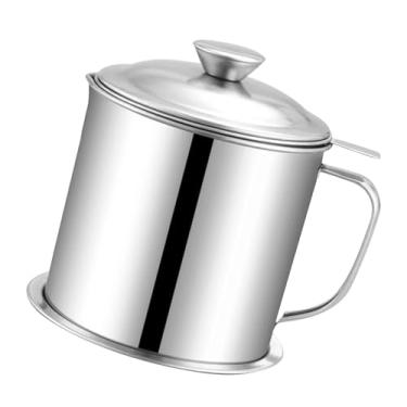 Imagem de Naroote Recipiente de óleo Filtro de Aço Inoxidável Grande Capacidade Cozinha Cozinhar Uso Doméstico (201 Aço Inoxidável 1,3L)