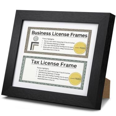 Imagem de Fiwochic Moldura de licença comercial de 21 x 27 cm, moldura dupla de madeira para licença comercial com tapete para certificado de varejo, com cabides de parede, autônoma, sólida para exibição de