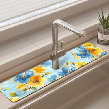 Imagem de Tapete de torneira para pia de cozinha - tapete absorvente de pia, protetor de respingos de secagem rápida para cozinha e banheiro - almofada de secagem antiderrapante com absorção de água atrás da