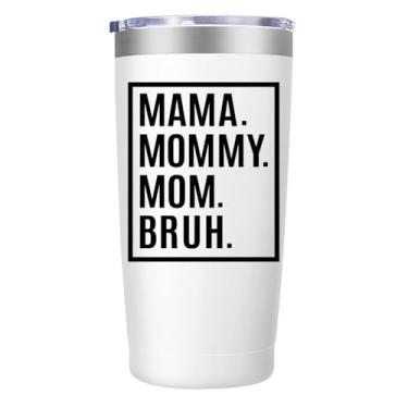 Imagem de MFGNEH Presentes de aniversário de dia das mães para mãe, presentes de Natal de filha, filho, crianças, presente de mãe, presente de agradecimento para mamãe mamãe Bruh, mulheres, copo copo de aço