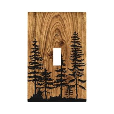 Imagem de biondbong Farmhouse Placa decorativa rústica de madeira de pinheiro marrom com estampa de grão de madeira para interruptor de luz única capas de tomada decorativa de 1 gangue placa de parede elétrica