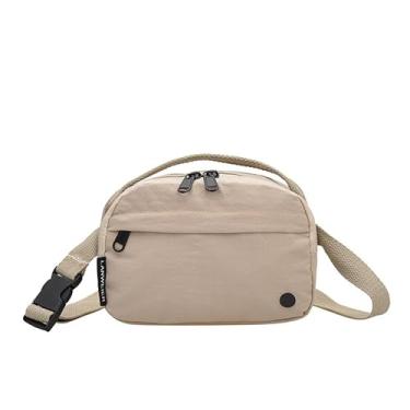 Imagem de Mini bolsa tiracolo no peito, bolsa de ombro casual, leve, cor sólida, pequena bolsa quadrada para uso diário, Caqui, M