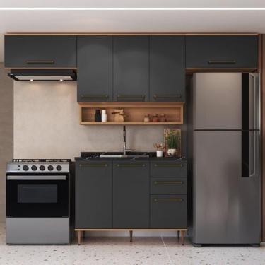 Imagem de Cozinha Modulada 5 Peças 8 Portas 2 Gavetas com Nicho Decorativo Isabe